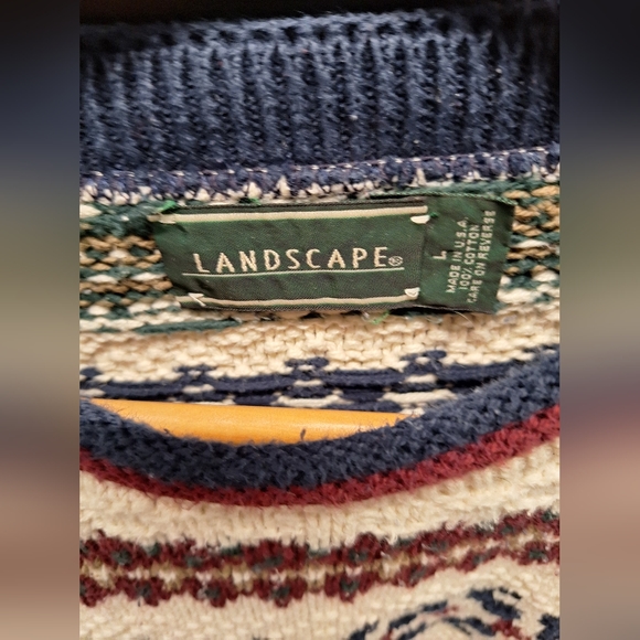 Vintage Landscape Knit Sweater LARGE - Picture 2 of 5